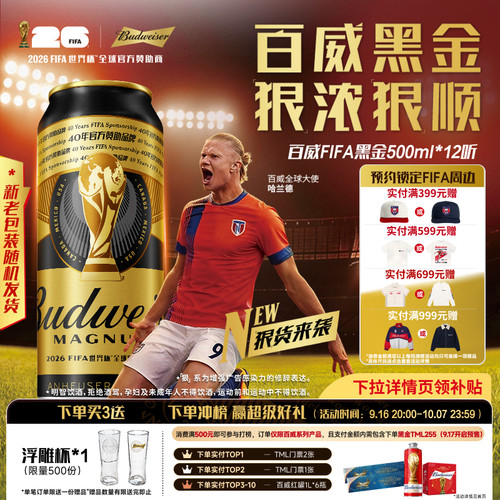百威黑金啤酒500ml*12听