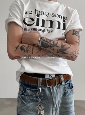 VERY FEWEST 美式字母短款正肩短袖T恤舒适弹性百搭男女款上衣