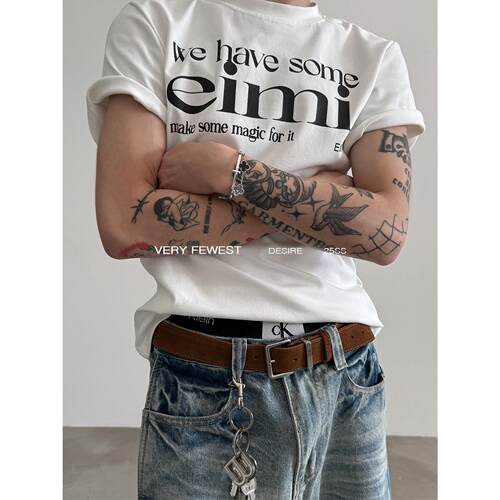 美式字母短款正肩短袖T恤男女款