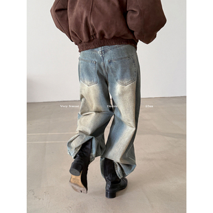 立体剪裁慵懒廓形长裤 重工水洗泥染宽松直筒牛仔裤 FEWEST VERY