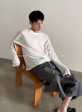 VERY FEWEST 夏季凉感莱塞尔基础通勤长袖T恤男女款防晒慵懒上衣