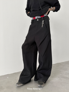 PM20 上新9折 A字解构设计感阔腿西裤 子 复合重磅拖地裤