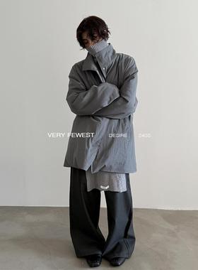 VERY FEWEST 冬季廓形立领棉服男女加厚保暖宽松中长款棉衣外套