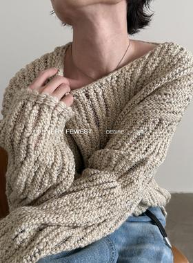 VERY FEWEST 时髦气质镂空宽松针织衫男女秋冬棉羊毛慵懒毛衣外套