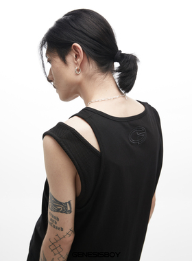 GENESISBOY[5.31/20:00]刺绣logo叠穿感真两件设计无袖背心男女款