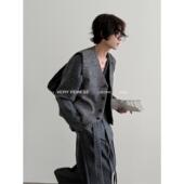 VERY 马夹 高级灰人字纹叠穿马甲中性老钱风混纺西装 FEWEST 法式