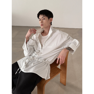 条纹衬衫 VERY 半拉链立领长袖 春季 高级设计感系带收腰衬衣 FEWEST