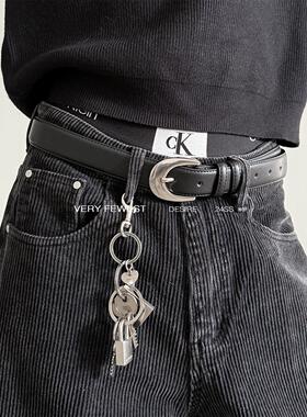 VERY FEWEST 高级搭配单品极简金属针扣手工皮带休闲通勤真皮腰带