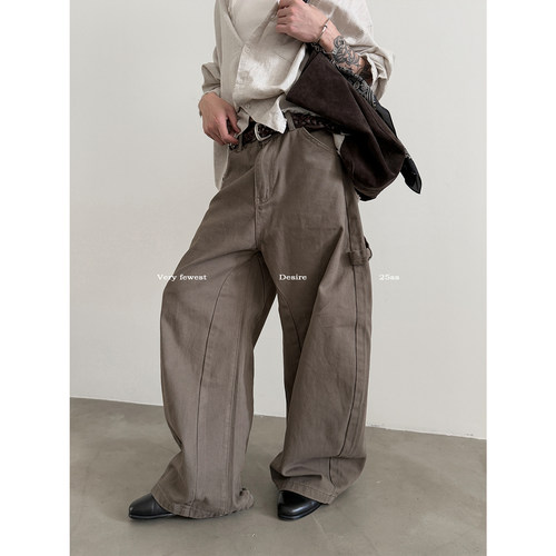 重磅100%纯棉多口袋水洗牛仔裤