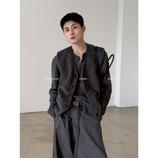 马甲秋冬老钱通勤百搭单排扣背心 羊毛混纺V领西装 VERY FEWEST