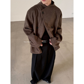 松弛感老钱双排扣立领夹克男女款 VERY FEWEST 高级宽松毛呢外套