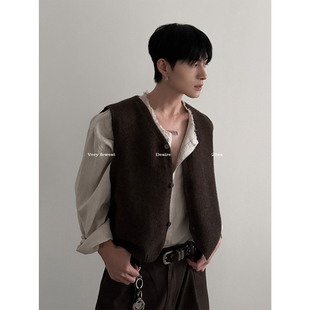 毛织背心秋冬老钱叠穿短款 格雷系莱赛尔开衫 针织马甲 FEWEST VERY