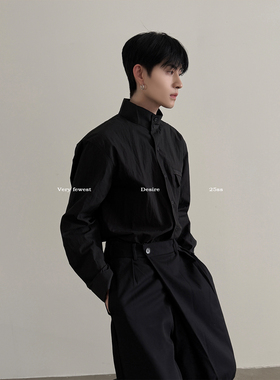 VERY FEWEST 知识分子 微阔极简通勤百搭长袖衬衫高级感立领衬衣