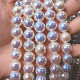 极光镜面AKoya天女级珍珠人工幻彩小灯泡散珠DIY饰品配件