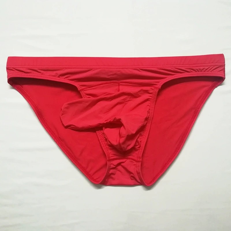 大象鼻男士内裤冰丝枪弹三角分仓低腰性感jj男式纯色三角内裤