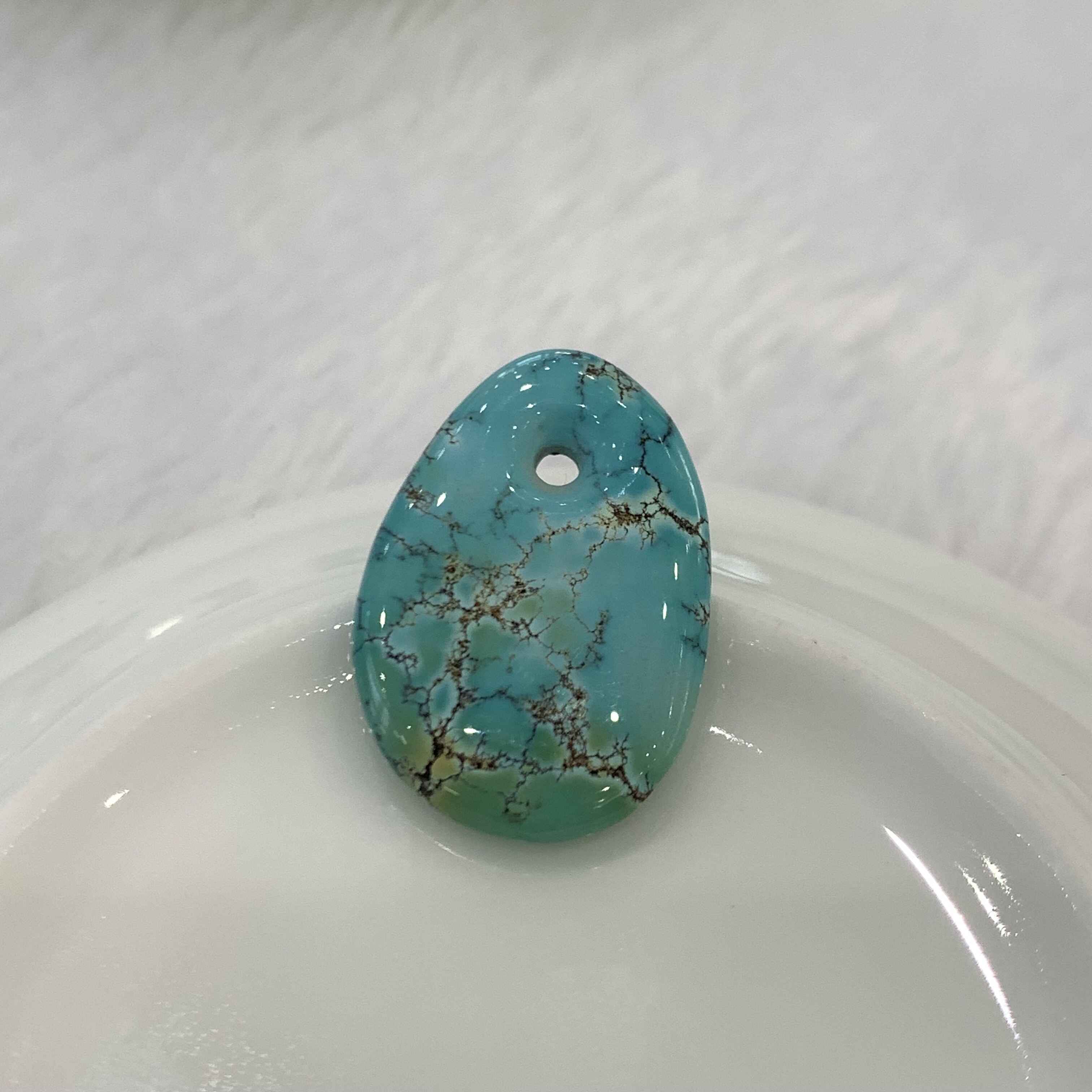 湖北天然原矿绿松石水草纹吊坠高瓷高绿蓝玉化料手工DIY镶嵌