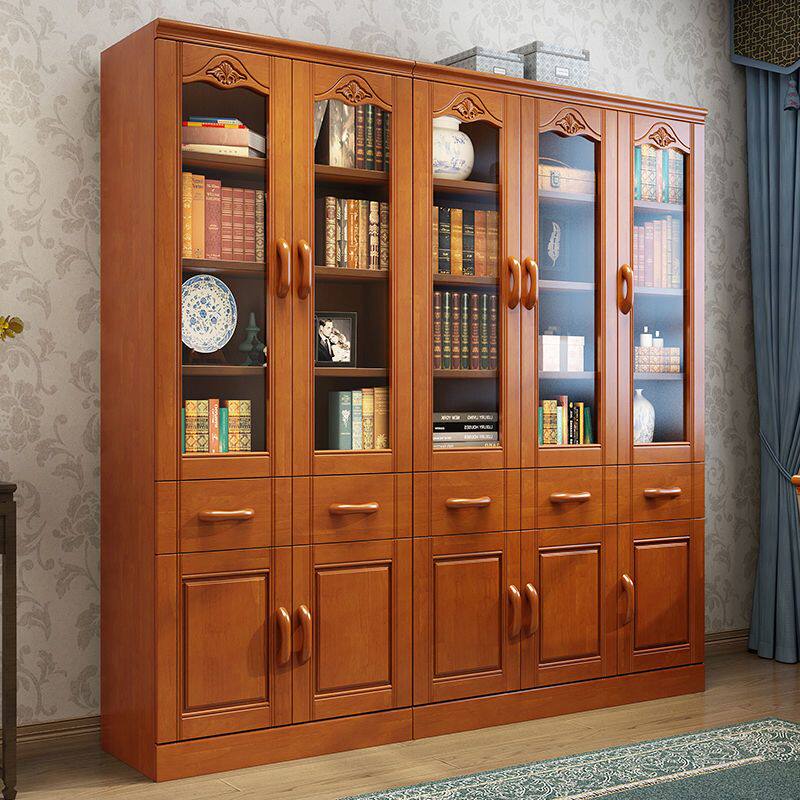 书柜中式实木书柜23456门书橱书房书架组合大容量储物柜
