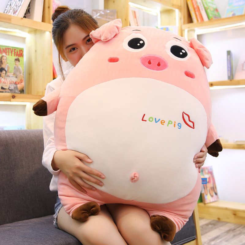 돼지 플러시 장난감 돼지 수면 베개 인형 인형 귀엽고 귀여운 한국의 재미있는 소녀 선물