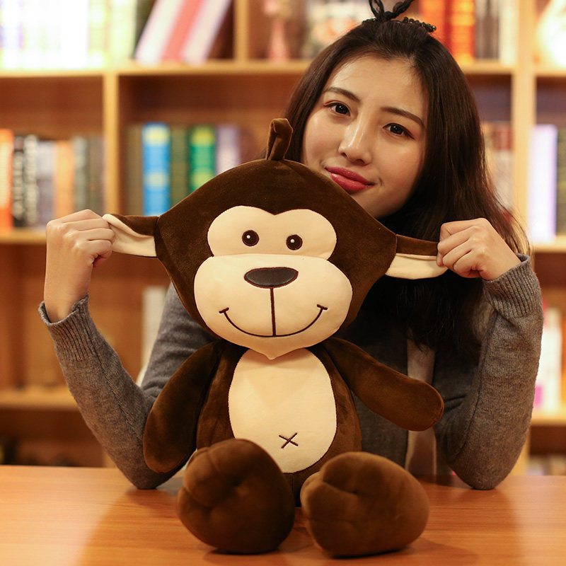 귀여운 원숭이 플러시 장난감 인형 소녀 생일 선물 인형 대형 수면 베개 큰 입 원숭이 인형