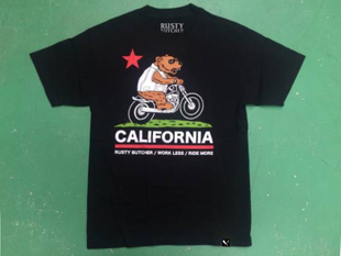 哈雷T恤RustyButcher生锈屠夫摩托重机复古骑行西海岸短袖加州熊