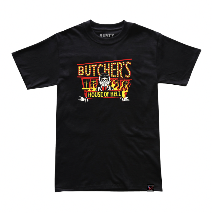 哈雷T恤RustyButcher生锈屠夫摩托复古骑行西海岸短袖地狱鬼屋
