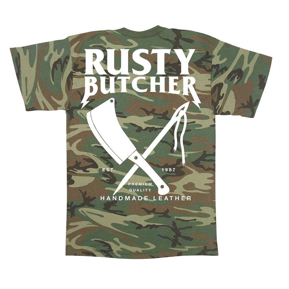 哈雷T恤RustyButcher生锈屠夫摩托DS改装美式复古骑行短袖迷彩