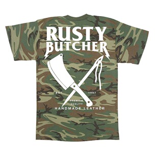 哈雷T恤RustyButcher生锈屠夫摩托DS改装美式复古骑行短袖迷彩