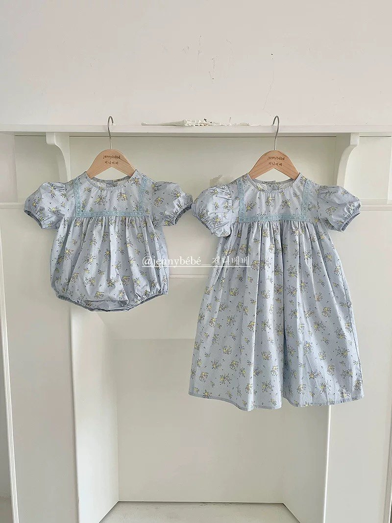 aimee baby韩版儿童碎花连衣裙 韩系蕾丝碎花爬服包屁连体姐妹装