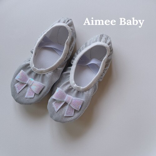 Aimee Baby韩版儿童芭蕾舞鞋 女童软底蝴蝶结闪亮舞台表演演出鞋