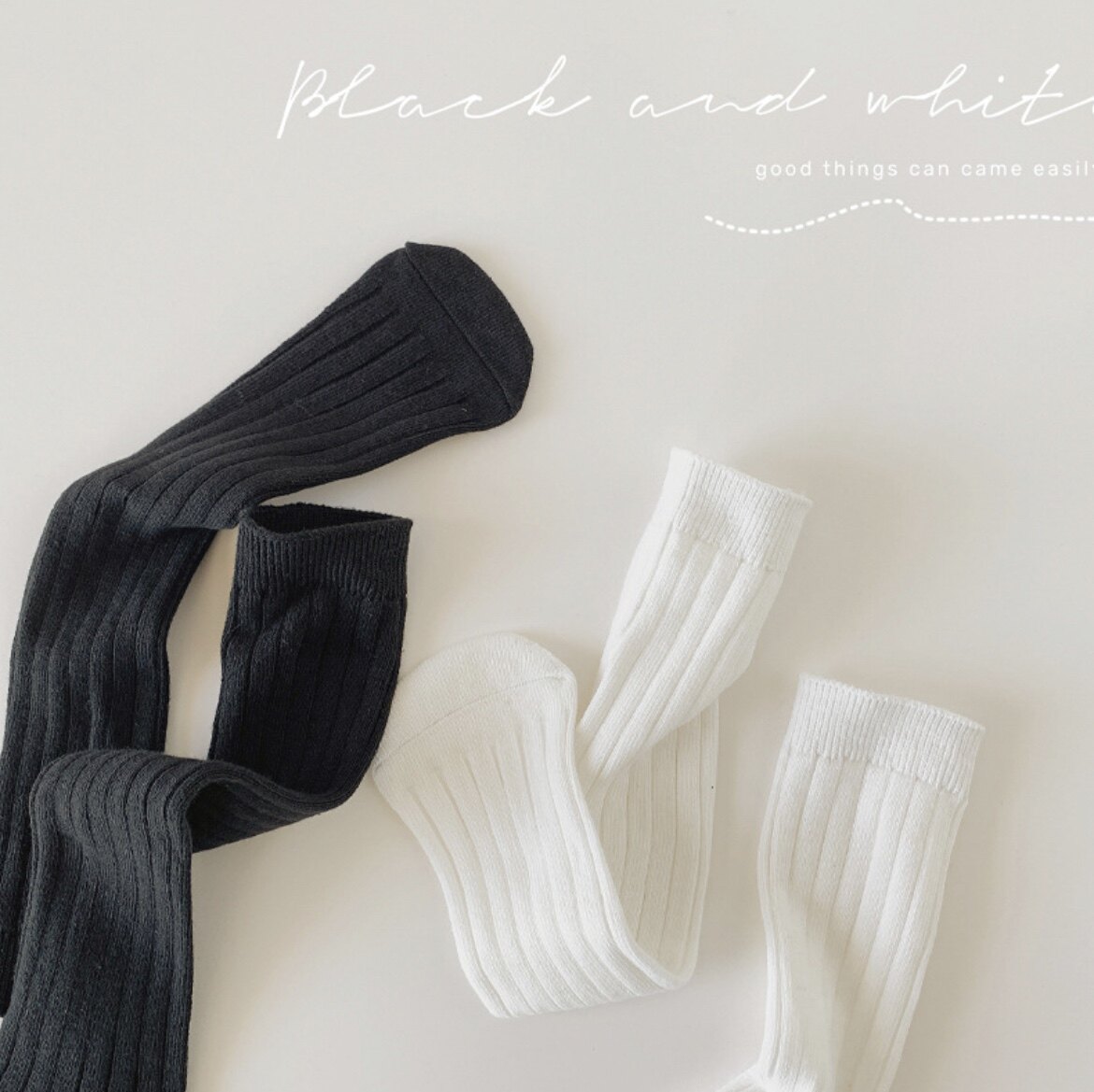 aimee baby 韩版男女童黑白素色中筒袜 学生袜儿童袜中筒袜学院袜