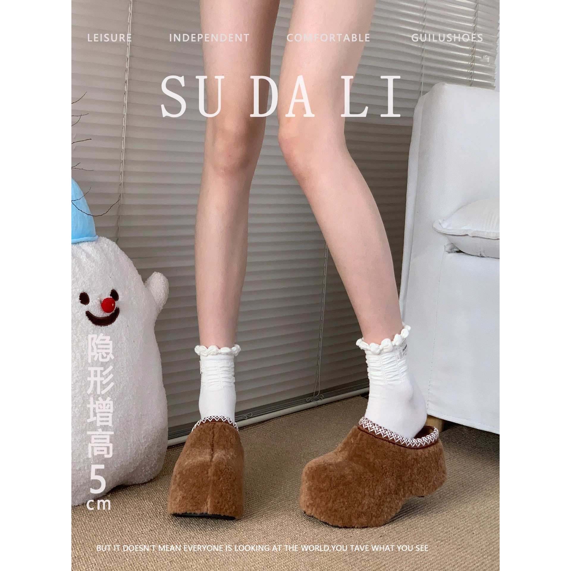 羊羔毛厚底外穿勃肯一脚蹬棉鞋