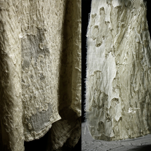 枯寂美学炒色扎染微透立体肌理纱布料改造衬衫裙子服装设计师面料