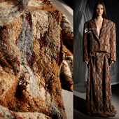 考古学 设计师面料 花棕毛织针织编织肌理布料毛呢子秋冬毛衣服装