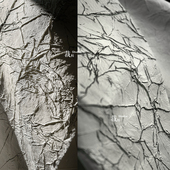 绣绪 哑光黑白压褶皱不规则立体肌理重工复合面料改造设计师布料