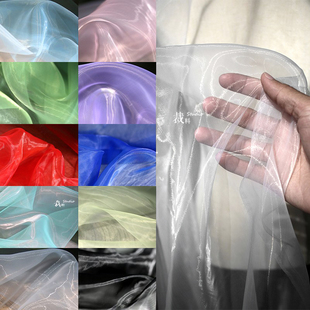 迷幻流光纱月影纱液态薄软布料婚纱裙网纱欧根纱礼服装设计师面料