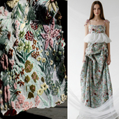 花物标本 设计师布料 ins植物花卉立体提花刺绣复古面料裙子服装