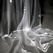 月影水光纱液态高亮光神仙布料网纱透明汉服礼服装 网纱设计师面料