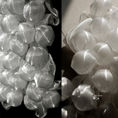 浮光珠玉 白色原创立体花边纱热风枪面料改造光泽服装 设计师布料