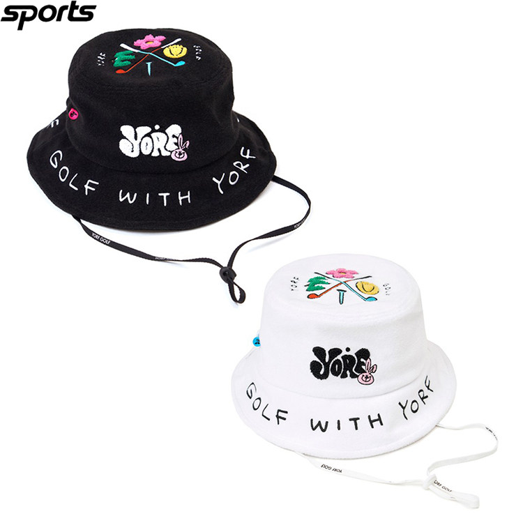 韩国代购YORF高尔夫配饰25年ins涂鸦可插球TEE户外渔夫帽男女球帽