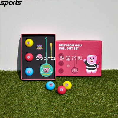 韩国代购BELLYGOM高尔夫配件23年ins卡通R3彩色球马克球TEE套组