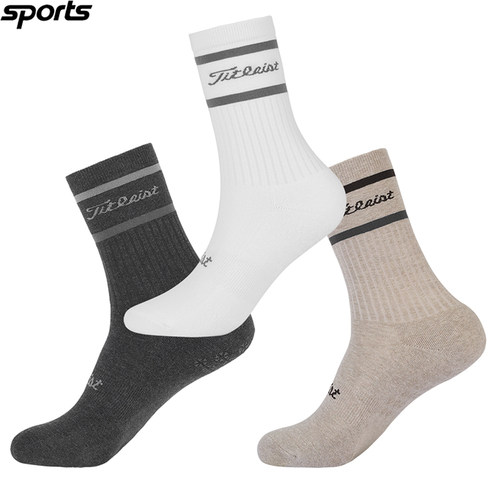 韩国代购titleist高尔夫穿搭25秋吸汗纯棉防滑运动户外中筒男球袜