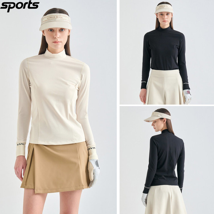韩国代购lanvin blanc高尔夫球服26春夏女纯色立领百搭修身打底衫