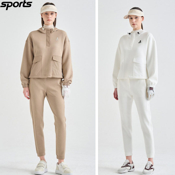 韩国代购lanvin blanc高尔夫球服26春夏女半拉链连帽卫衣运动长裤