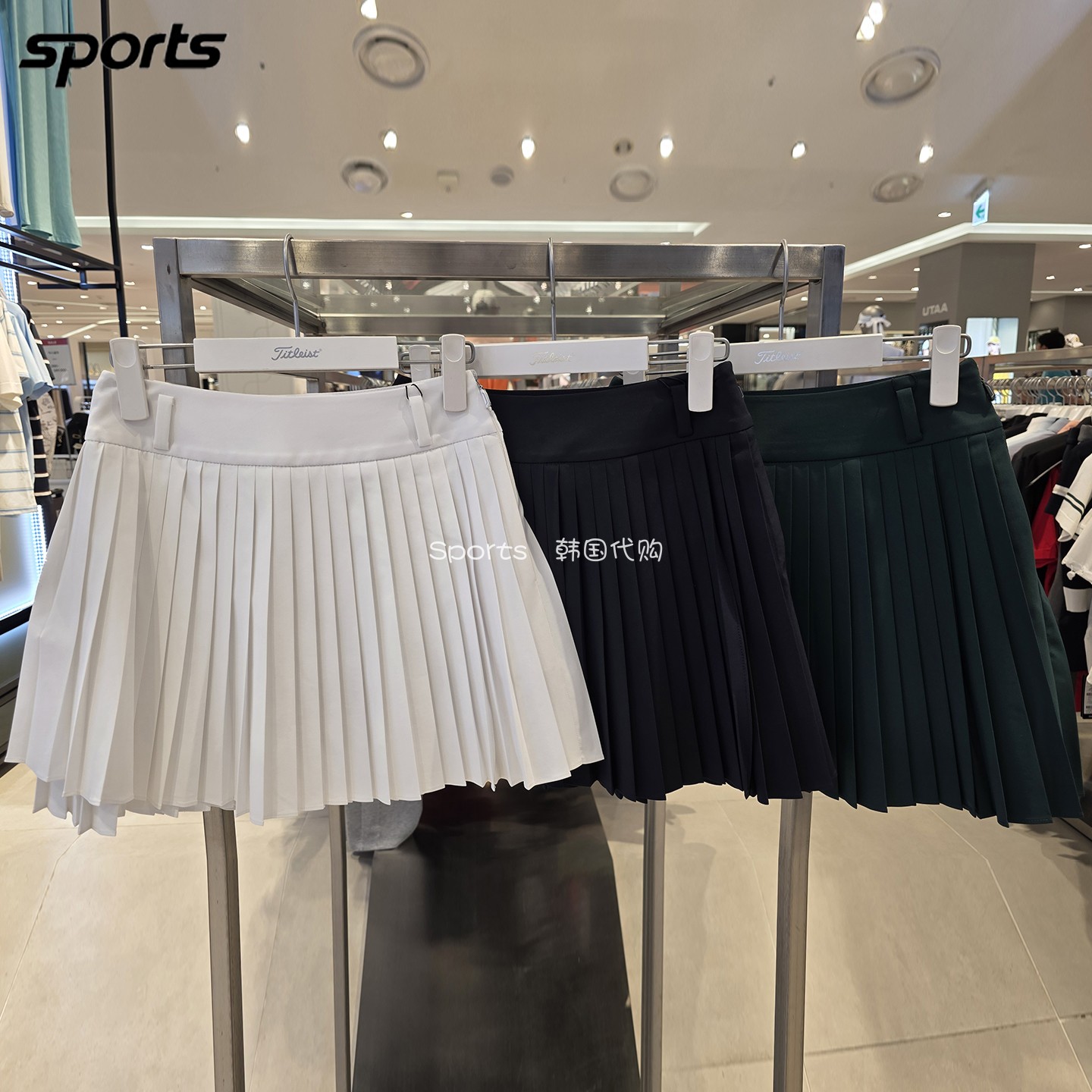 韩国代购titleist高尔夫26初秋双层透气纯色运动户外百褶裙短裙女