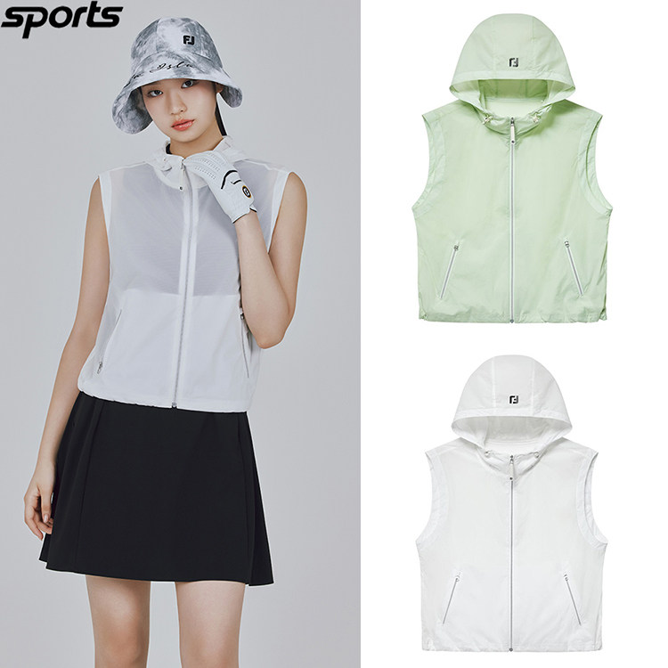 韩国代购FJ高尔夫穿搭26年早春防水透气弹力连帽户外马甲背心女式