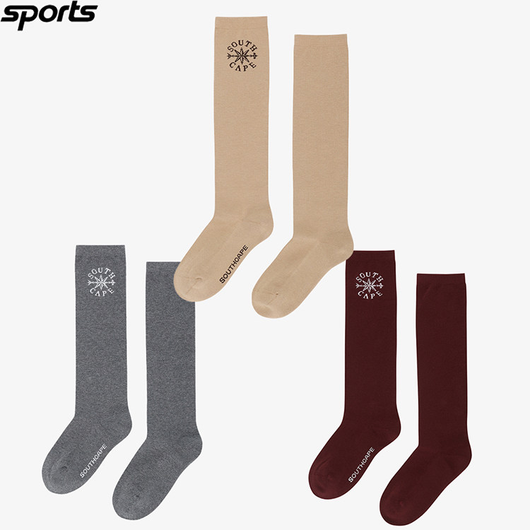 韩国代购southcape高尔夫穿搭25初秋纯色吸汗运动户外中筒女球袜