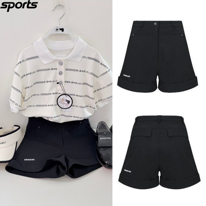 韩国代购Kandini高尔夫球裤26春夏女黑色标志轻质弹力半身短裤