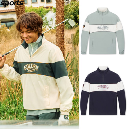 韩国代购golden bear高尔夫球服25初秋男立领半拉链运动夹克衫