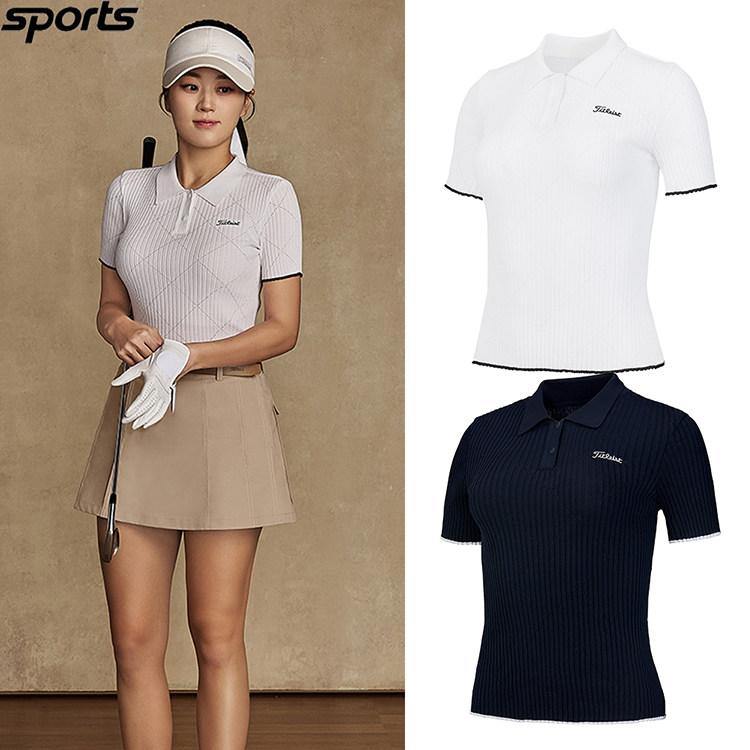 韩国代购titleist高尔夫26春夏修身弹力运动POLO衫针织短袖T恤女