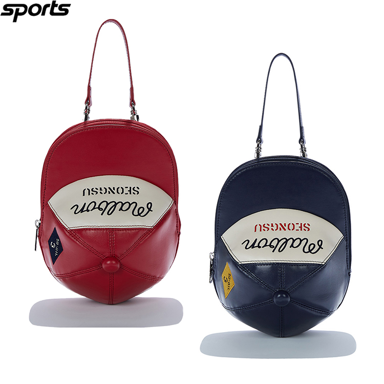 韩国代购MALBON高尔夫穿搭25年皮革球帽造型户外拉链小球袋拎包
